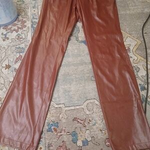 Brown Faux Leather Pants